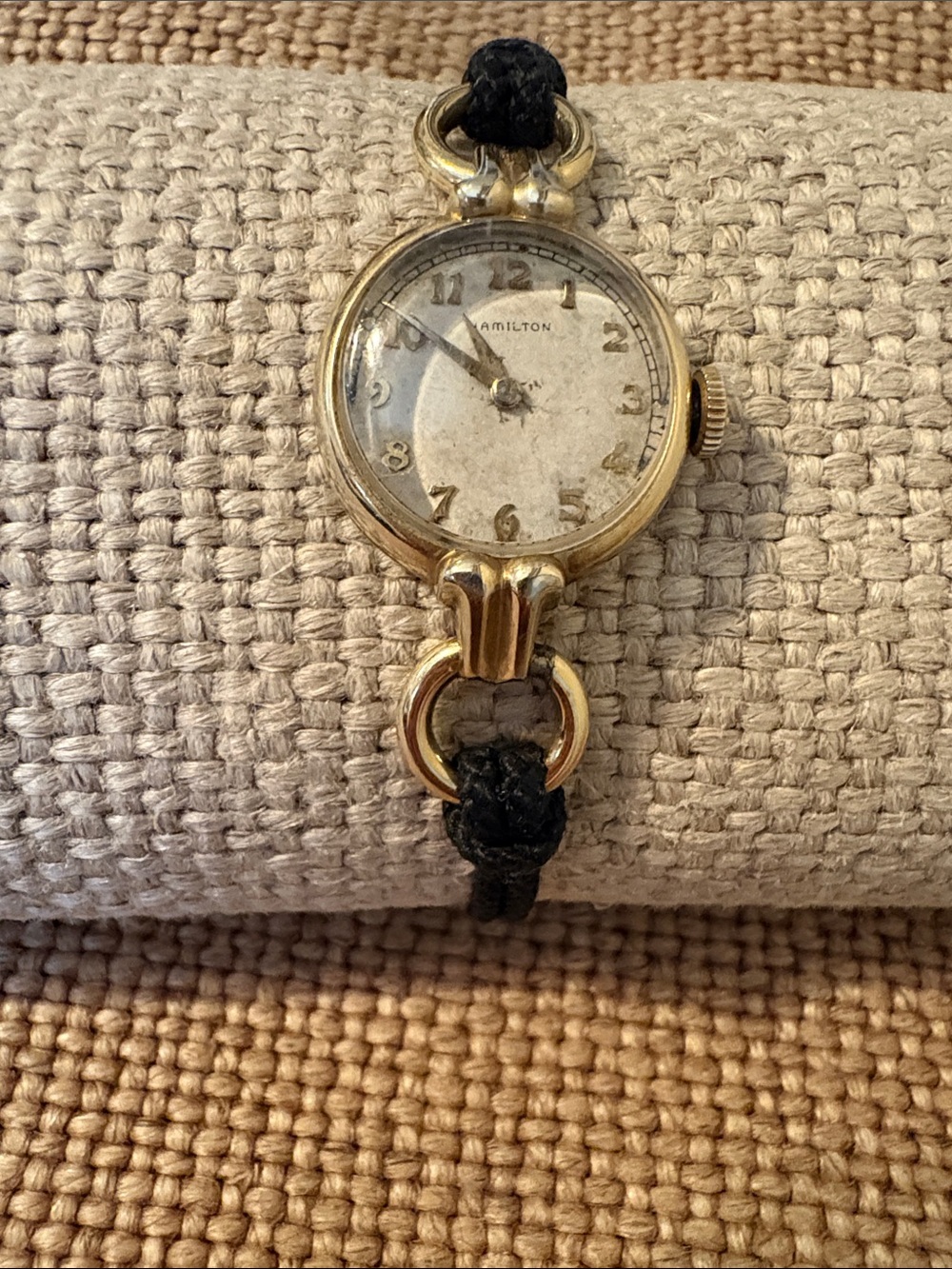 Hamilton Women's Gold-Tone Case Watch with Black Braided Strap